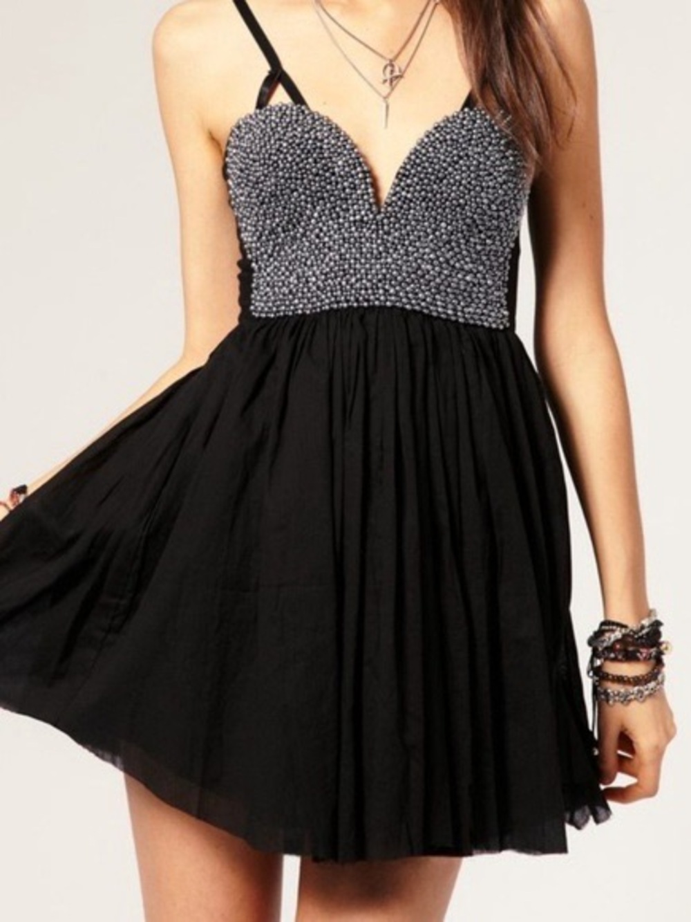 One Teaspoon Kiss of Death Pearl Beaded Mini Dress Black AU 6 US 2 XS